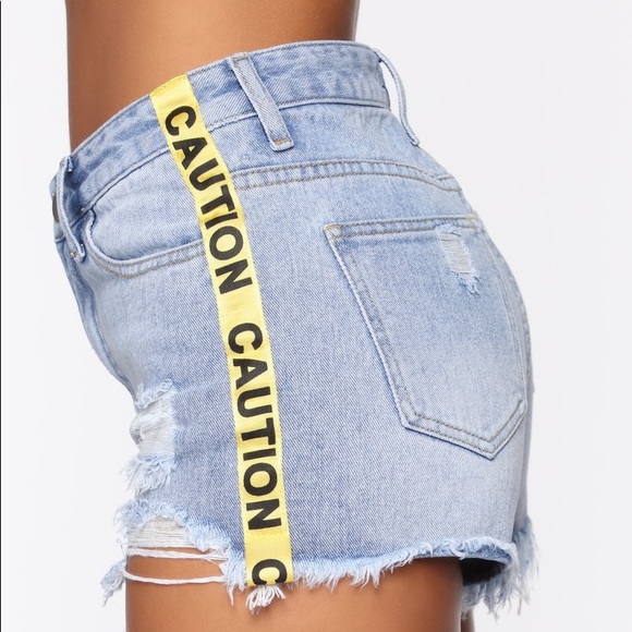 Fashion Nova Pants - FASHION NOVA CAUTION JEAN SHORTS